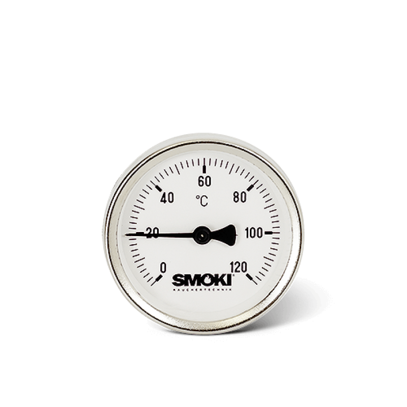 Thermometer 0-120°C mit Montageset; Skala 63mm, Tauchrohr: 63mm | Räucheröfen und Zubehör